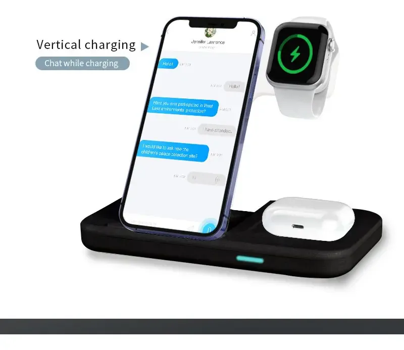 Cargador Inalámbrico 3 en 1 para Celular, Reloj y Audífonos, foto 2 de 5
