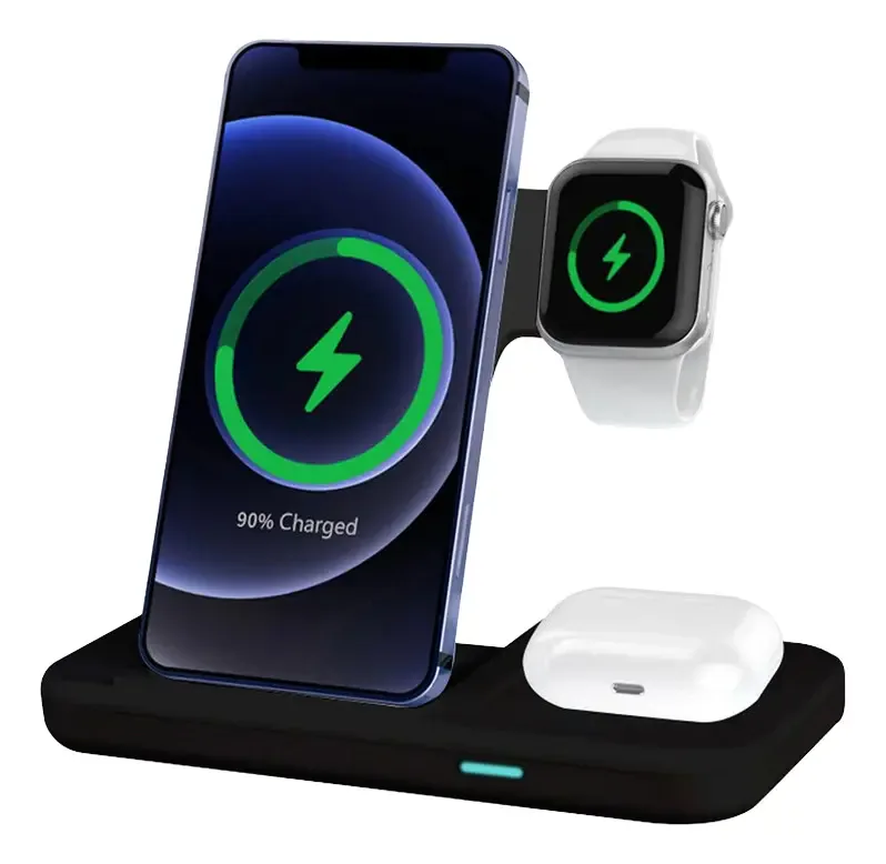 Cargador Inalámbrico 3 en 1 para Celular, Reloj y Audífonos, foto 1 de 5