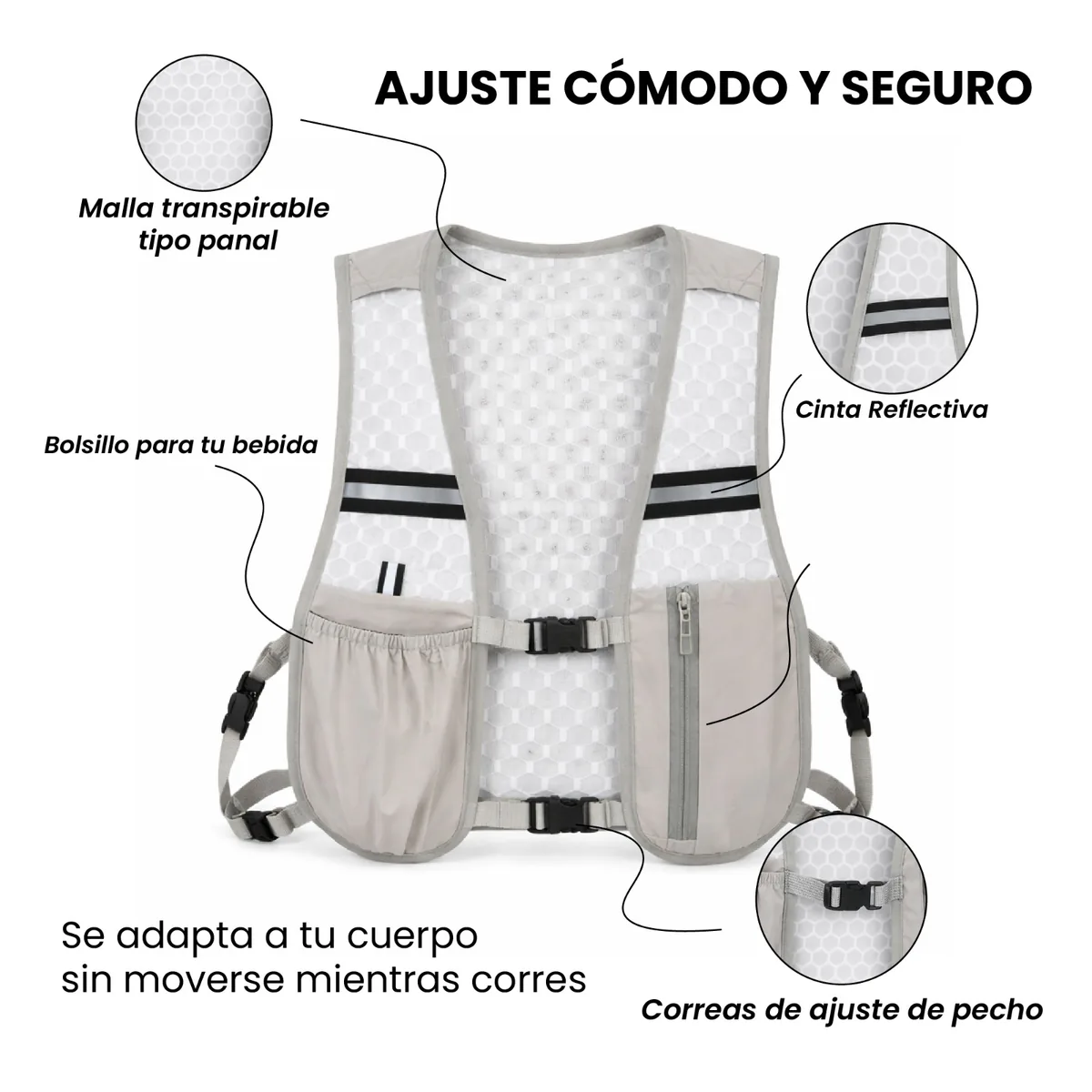 Chaleco Deportivo Tipo Mochila para Correr con Bolsillos, foto 4 de 8
