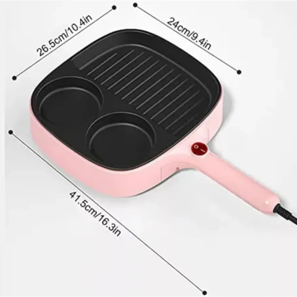 Sartén eléctrico antiadherente de 3 puestos con parrilla, foto 4 de 6