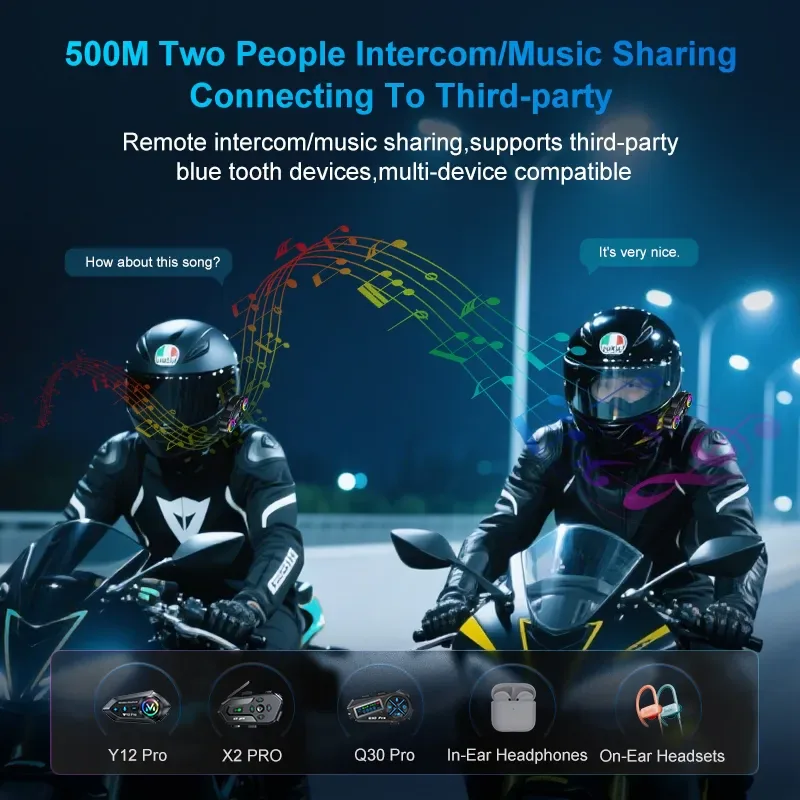 Intercomunicador Bluetooth para Casco de Moto Y13 Pro con Luces RGB, foto 5 de 5