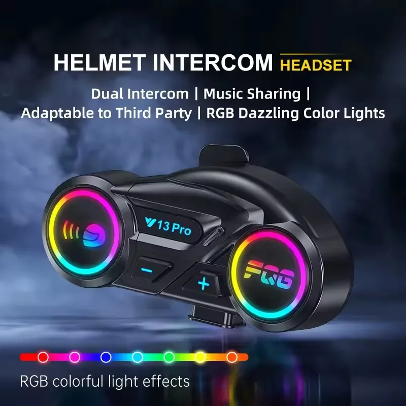 Intercomunicador Bluetooth para Casco de Moto Y13 Pro con Luces RGB, foto 2 de 5