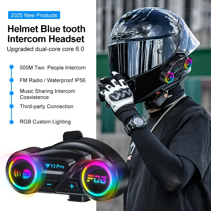 Intercomunicador Bluetooth para Casco de Moto Y13 Pro con Luces RGB, foto 3 de 5