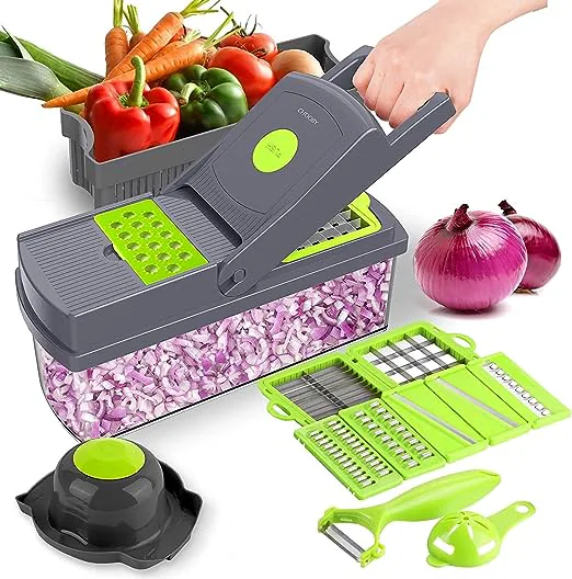 Cortador y picador de verduras multifuncional con 8 cuchillas, foto 2 de 7