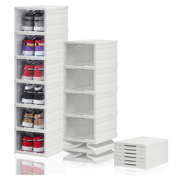 Organizador de zapatos plegable de 6 niveles con puertas transparentes