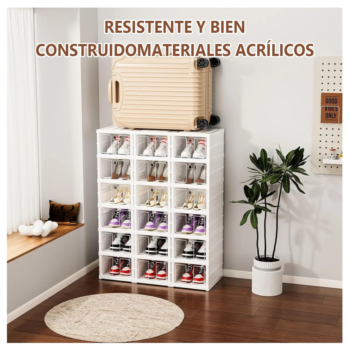 Organizador de zapatos plegable de 6 niveles con puertas transparentes, foto 2 de 5