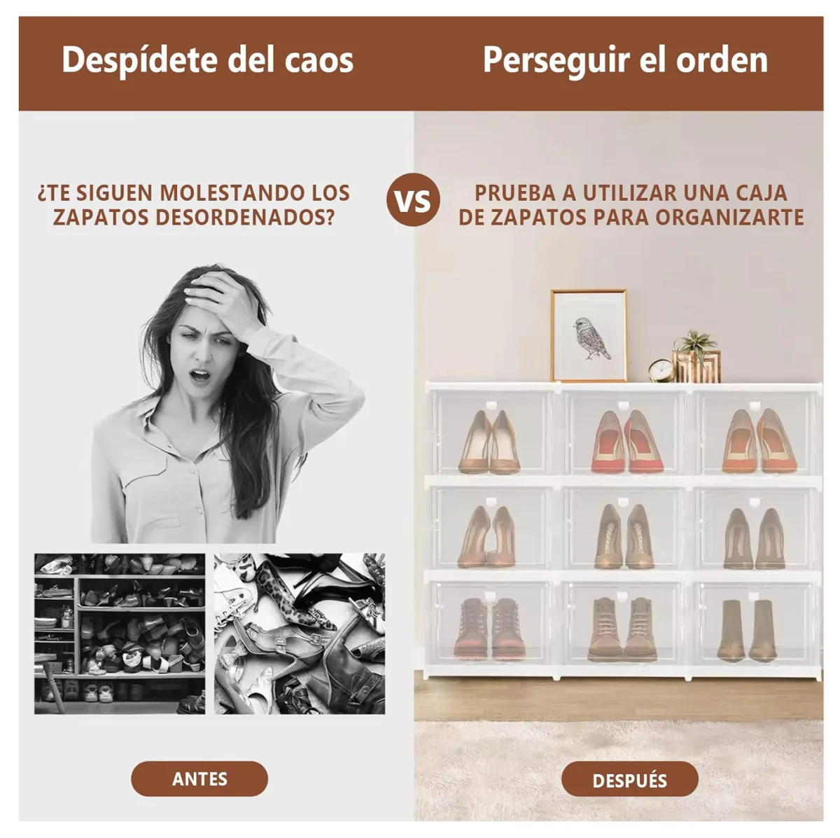 Organizador de zapatos plegable de 6 niveles con puertas transparentes, foto 5 de 5
