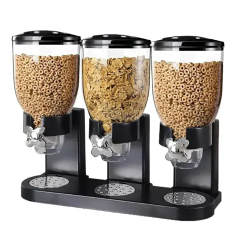 Dispensador triple de cereales y granos con perilla dosificadora, foto 1 de 7