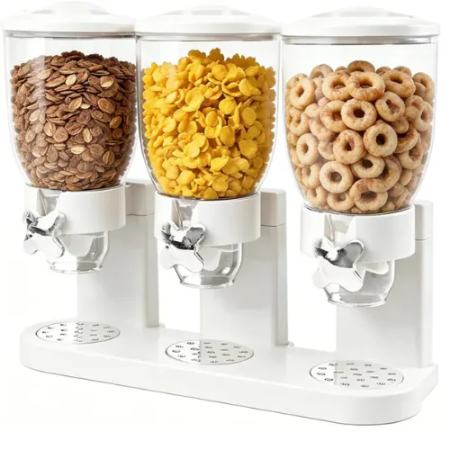 Dispensador triple de cereales y granos con perilla dosificadora, foto 2 de 7