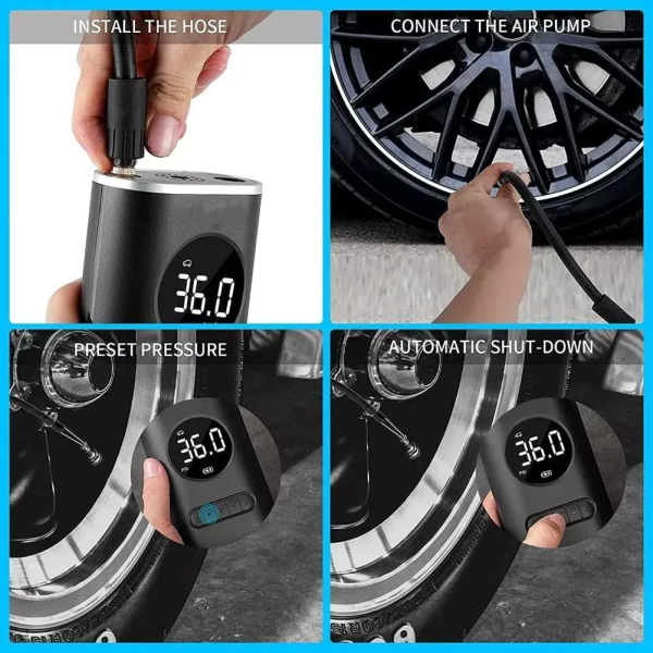 Inflador de Llantas Portátil para Carro, Moto y Balón