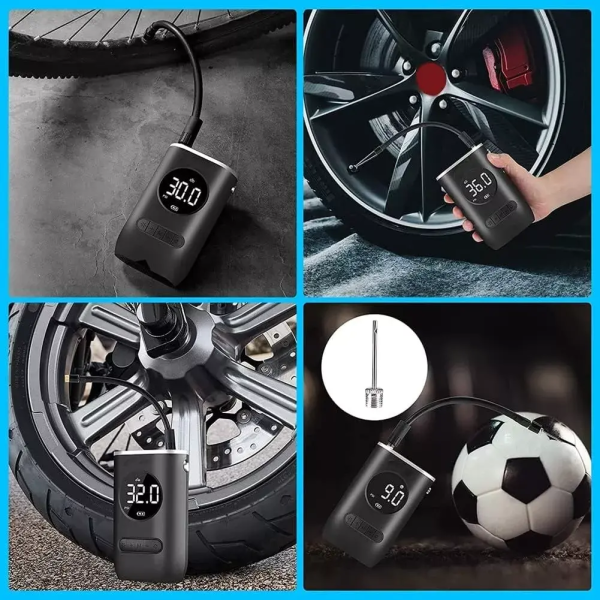Inflador de Llantas Portátil para Carro, Moto y Balón