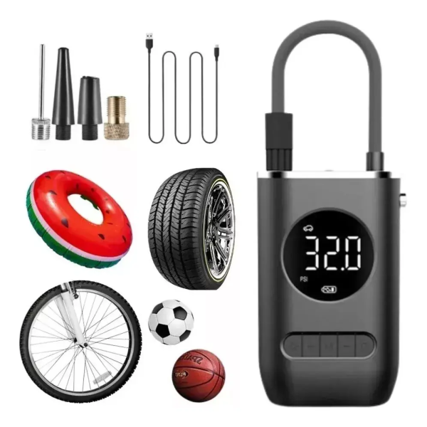 Inflador de Llantas Portátil para Carro, Moto y Balón