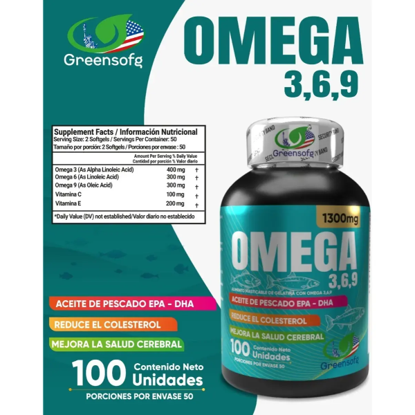 Omega 3‑6‑9 x 100 cápsulas blandas – Salud cardiovascular y bienestar